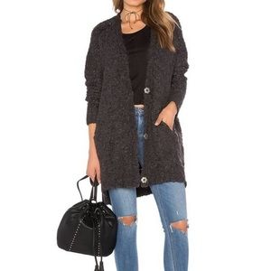 Free People Boucle cardigan Sweater  size S oversized snaps alpaca blend